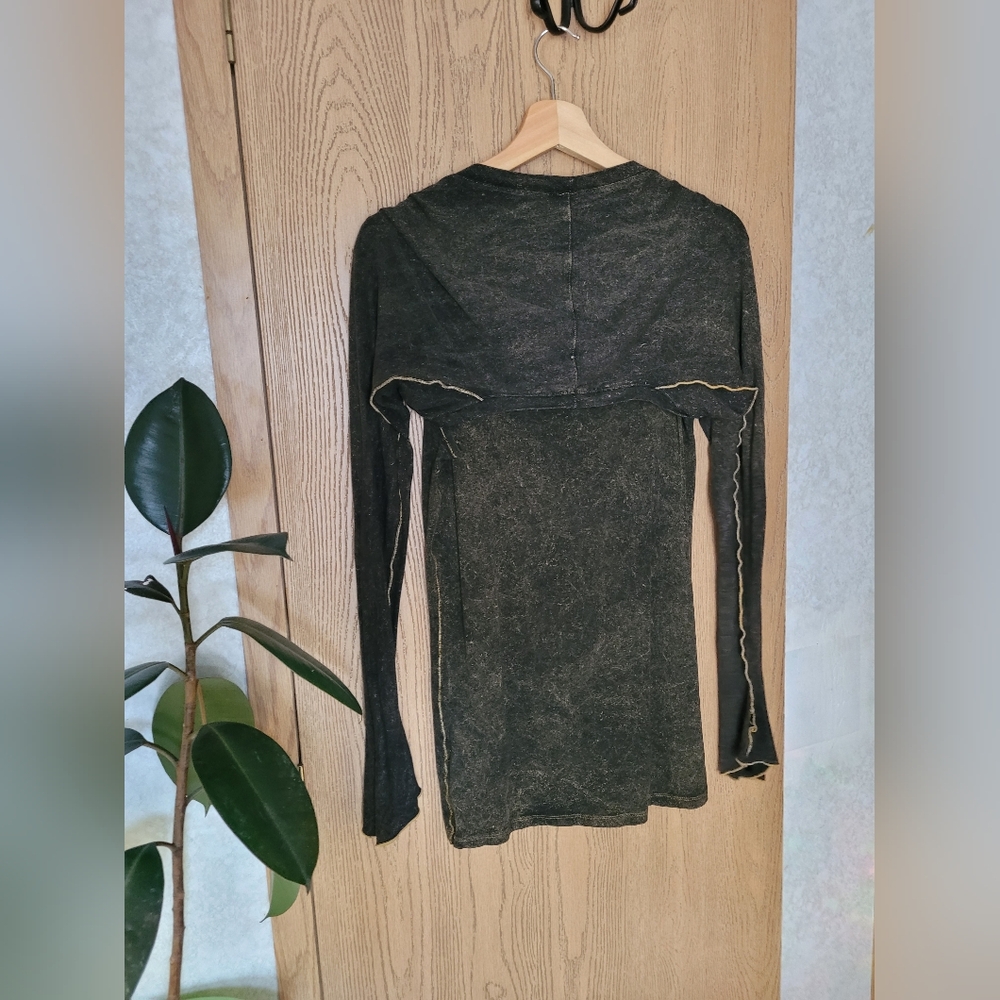 Angelrox Scoop Neck Tank Top M/L Shrug Cozy Sleeves Distressed Green OS - Picture 8 of 16